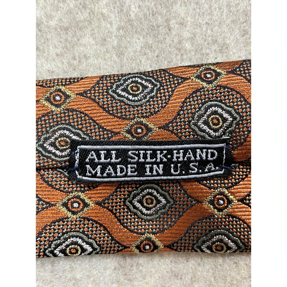 J Z Richards All Silk Hand Made USA Necktie Neck Tie Geometric Boulder Allover